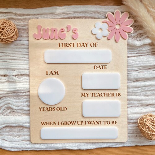 Dry Erase First Day of School Sign Personalized 1st Day of Etsy