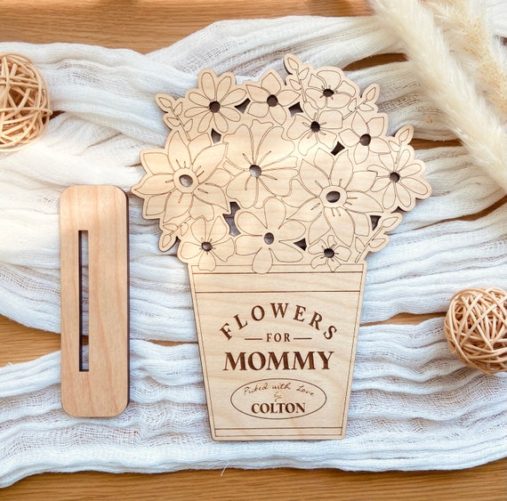 Mothers Day Flower Stand, Personalized Kid Craft, Gift for Teacher, Picked by, Fresh Flower Holder, Mother's Day Activity