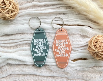 Pro Roe 1973 Motel Keychain, Angry Women Will Change The World, Feminist Keychain, Activist,  Reproductive Rights Keychain, Pro Choice Keych