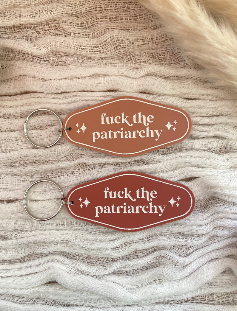 Retro Inspired Motel Keychains, Fuck the Patriarchy Keychain, F the Patriarchy Keyring, Fan Keychain, Retro Motel Keychains, Roe v Wade image 2