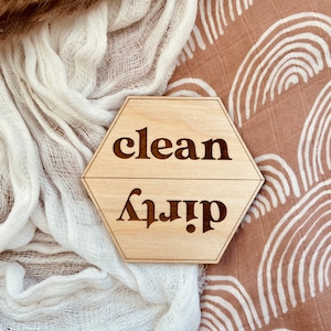 Clean Dirty Dishwasher Magnet, New Home Gift, Wooden Dishwasher Sign, Clean Dirty Sign, Kitchen, Clean Dishes Dirty Dishes, Stocking Stuffer