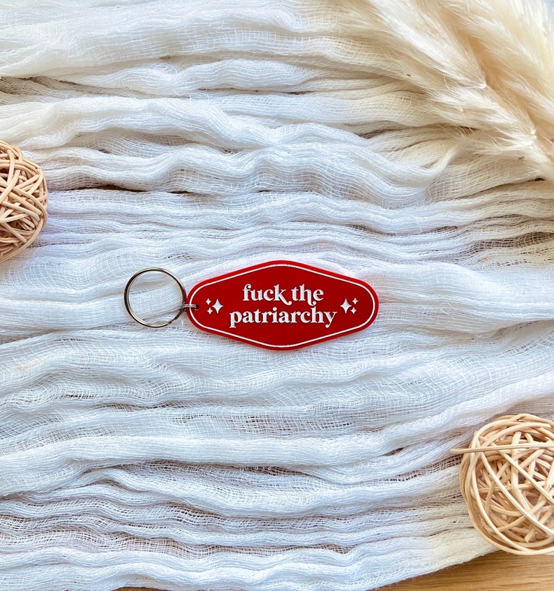 Retro Inspired Motel Keychains, Fuck the Patriarchy Keychain, F the Patriarchy Keyring, Fan Keychain, Retro Motel Keychains, Roe v Wade image 4