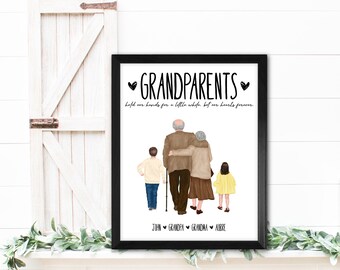 Personalized Family Portrait Illustration - Drawing w/ Pets - Digital or Print Wall Art - Grandparent Gift - Mother's Day