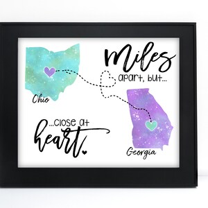 Printable Custom Two State Print Moving Away Gift Long - Etsy