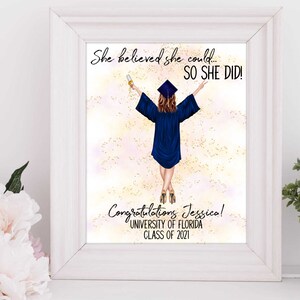 Ilustración personalizada de retratos de graduación - Dibujo de dibujos animados en acuarela con mascotas - Digital Print Wall Art for Graduate