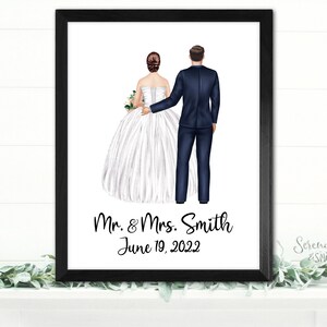 Personalized Wedding Portrait Illustration - with Pets - Digital or Print Wall Art - Bride Groom - Bridal Party - Shower - Wedding Gift