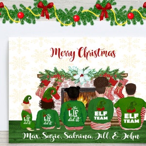 Personalized Christmas Family Portrait - Greeting Card - Custom From Back - Christmas Card - Christmas Gift