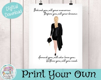 PRINT YOUR OWN - Graduation Portrait - Personalized Watercolor Drawing - Custom Illustration - Greeting Card - Wall Art - Grad Announcement