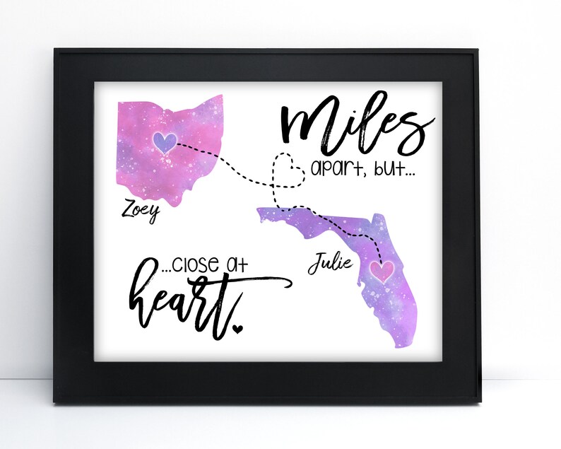 Printable Custom Two State Print Moving Away Gift Long - Etsy
