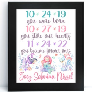 Mermaid Adoption Date Digital Download - Adoption Gift - Adoption Announcement - Adoption Sign - Adoption Keepsake - Wall Art Printable