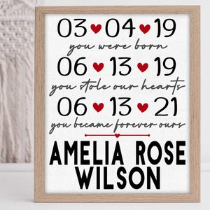 Adoption Date Printable Burlap Adoption Gift Adoption Announcement Adoption Sign Adoption Wall Art Adoption Keepsake image 3