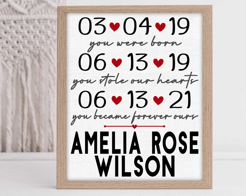 Adoption Date Printable Burlap Adoption Gift Adoption Announcement Adoption Sign Adoption Wall Art Adoption Keepsake image 3