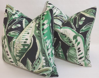 18x18 Down Feather Throw Pillow palm leaf botanical