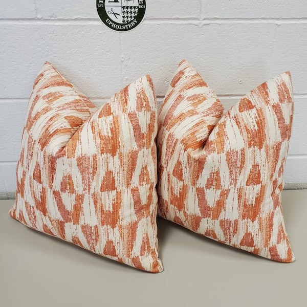 20x20  Pillow    Duralee peach fabric
