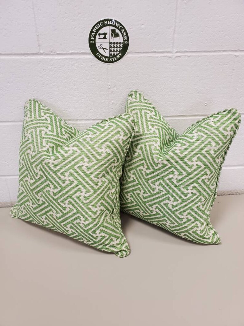 20x20 welted Throw Pillow down feather insert Schumacher Etsy