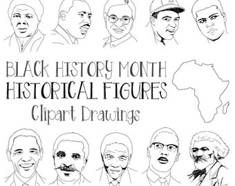 Black History Month Clipart: Historical Figures Drawings (Commercial Use)