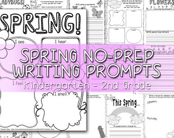 Spring Writing Prompts: K-2nd Grade Printable Activities (PNG & PDF)