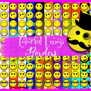 Emoji Borders | Colorful Borders | Rainbow Borders | Smiley Borders | Emote Borders | Emoticon Borders | Free Commercial Use Borders