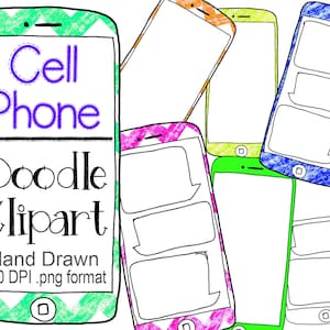 Clipart de telefone celular png, doodle de telefone celular, clipart de iphone, telefone celular desenhado à mão, celular colorido, telefone celular colorido, uso comercial