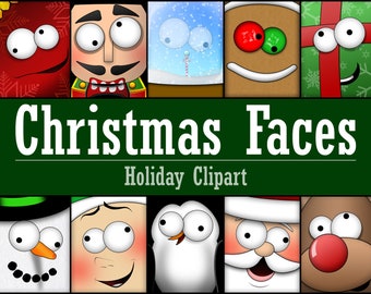 Christmas Character Clipart: Santa, Reindeer, Snowman (Digital Download)