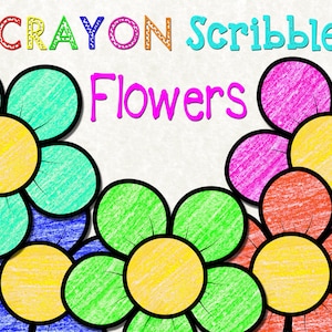 Crayon Scribble Flowers PNG Spring Flowers png Spring Scribble Flowers Digital Download Clipart
