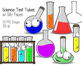 Science Clipart png - Science Test Tubes - Silly Faces - Science Class Download - Instant Download - Chemistry - Commercial Use Digital