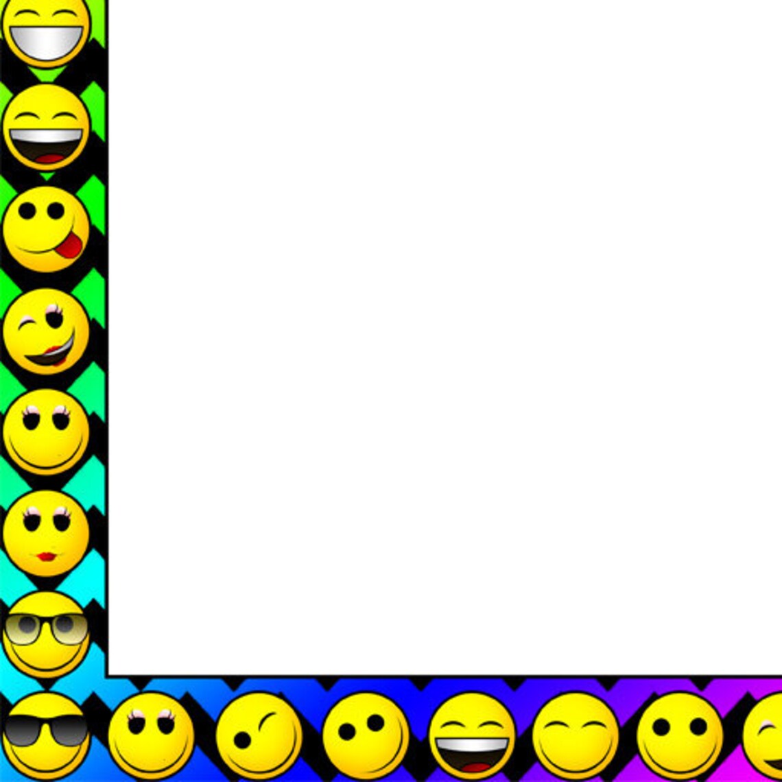 Emoji Borders Colorful Borders Rainbow Borders Smiley - Etsy