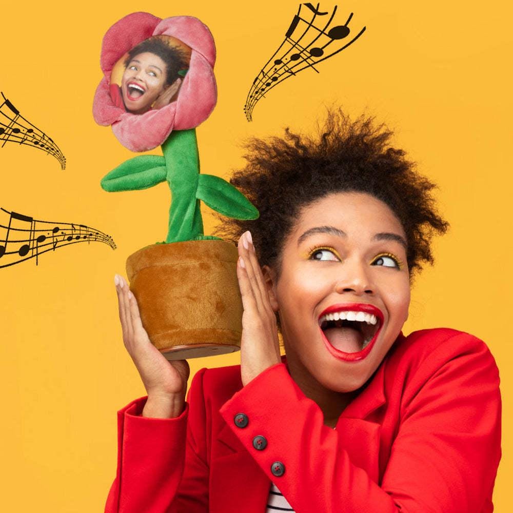 Personalized Photo Dancing Plant | Singing Sunflower Toy with Built-in Music & Voice Recording Function | Gift for Kids and Adults