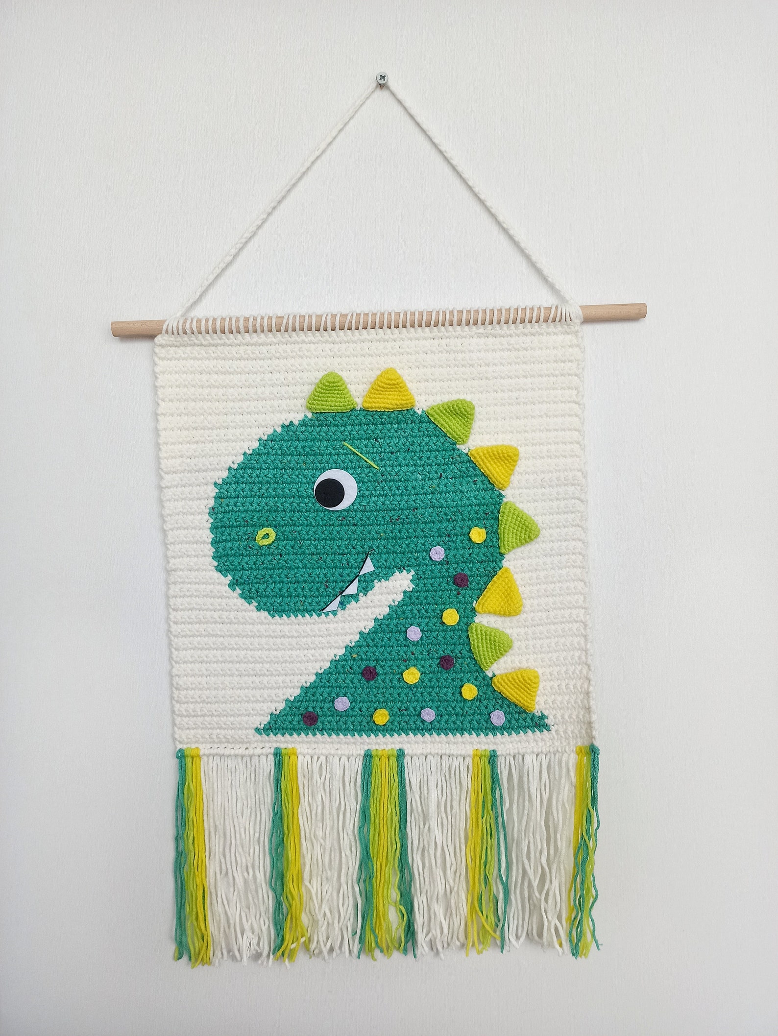 Crochet Dinosaur Wall Hanging Pattern Dinosaur Nursery Decor Etsy