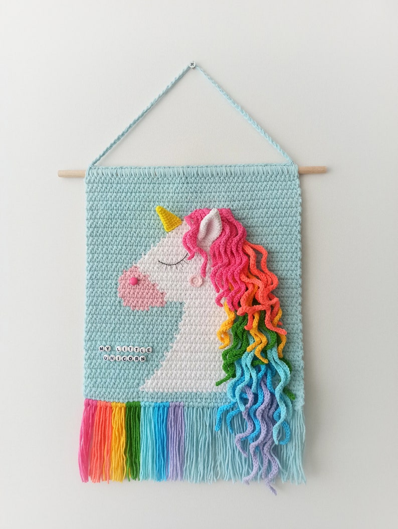 Crochet Unicorn Wall Hanging Pattern Hanging Crochet Nursery Etsy