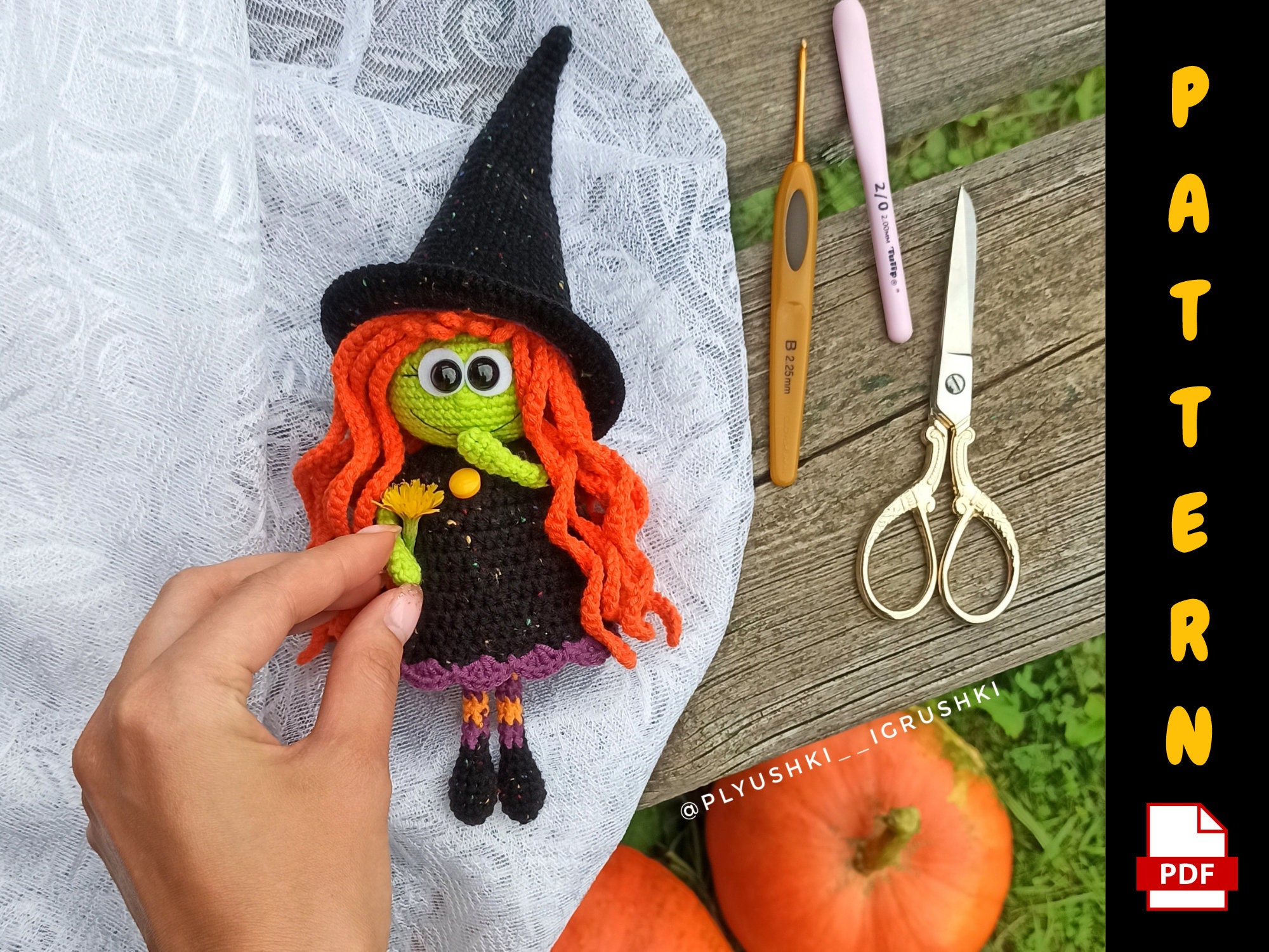 Halloween crochet pattern Witch amigurumi witch Etsy