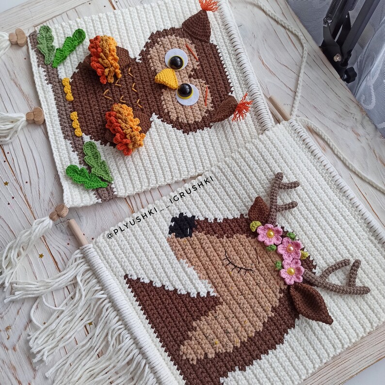 Owl Wall Hanging Crochet Pattern Hanging Crochet Nursery Etsy