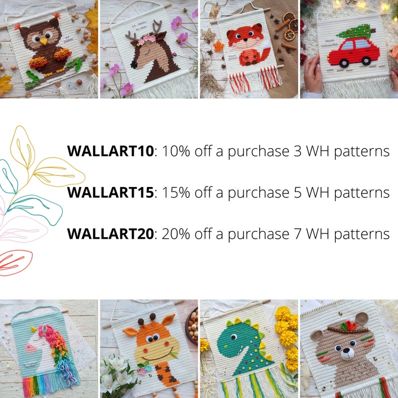 Crochet Dinosaur Wall Hanging Pattern Dinosaur Nursery Decor Etsy