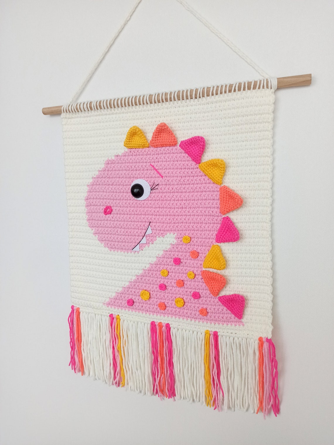 Crochet Dinosaur Wall Hanging Pattern Dinosaur Nursery Decor Etsy