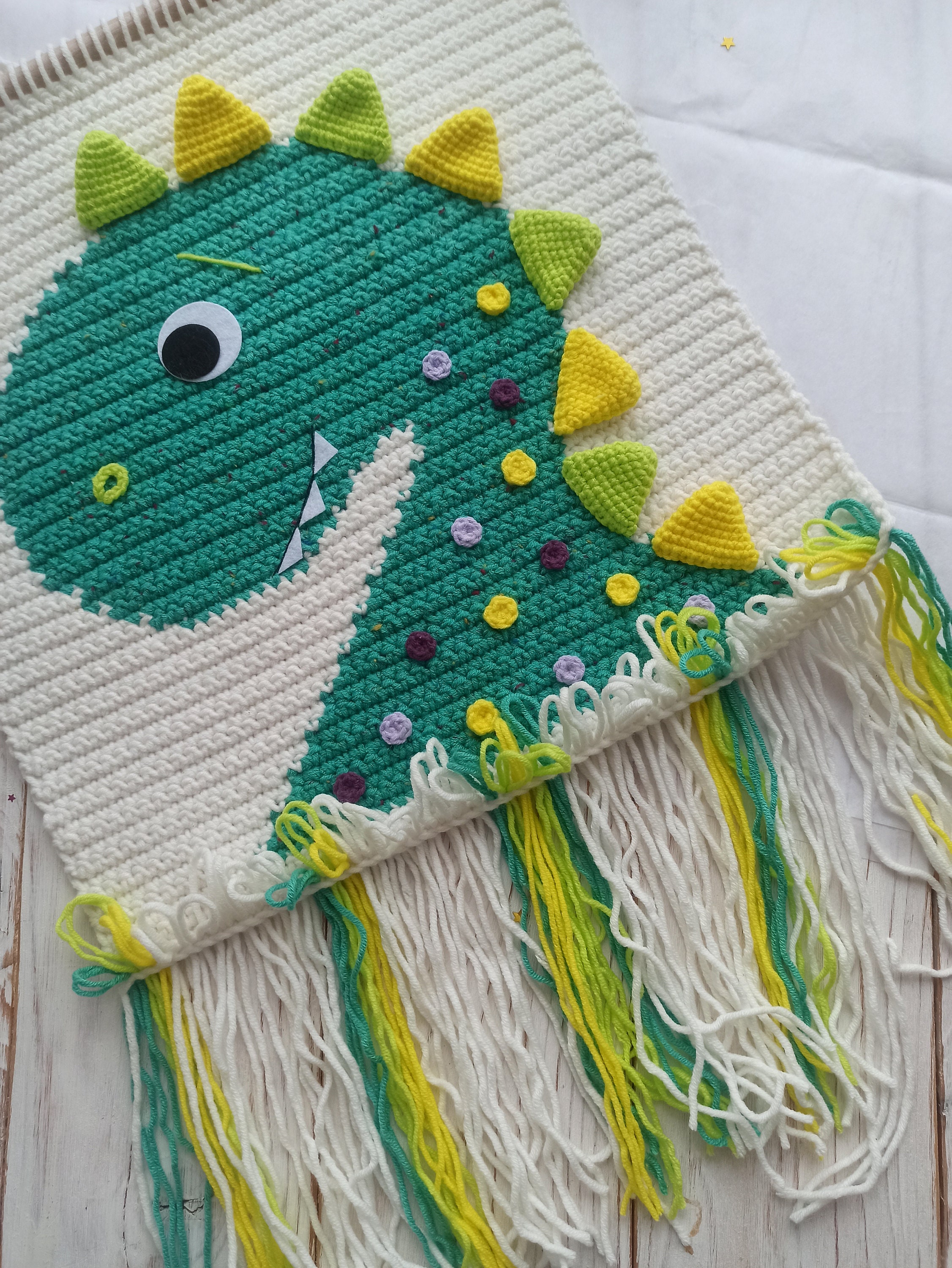 Crochet Dinosaur Wall Hanging Pattern Dinosaur Nursery Decor Etsy