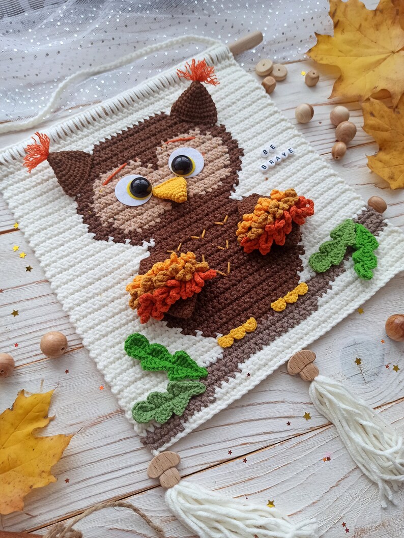 Owl Wall Hanging Crochet Pattern Hanging Crochet Nursery Etsy