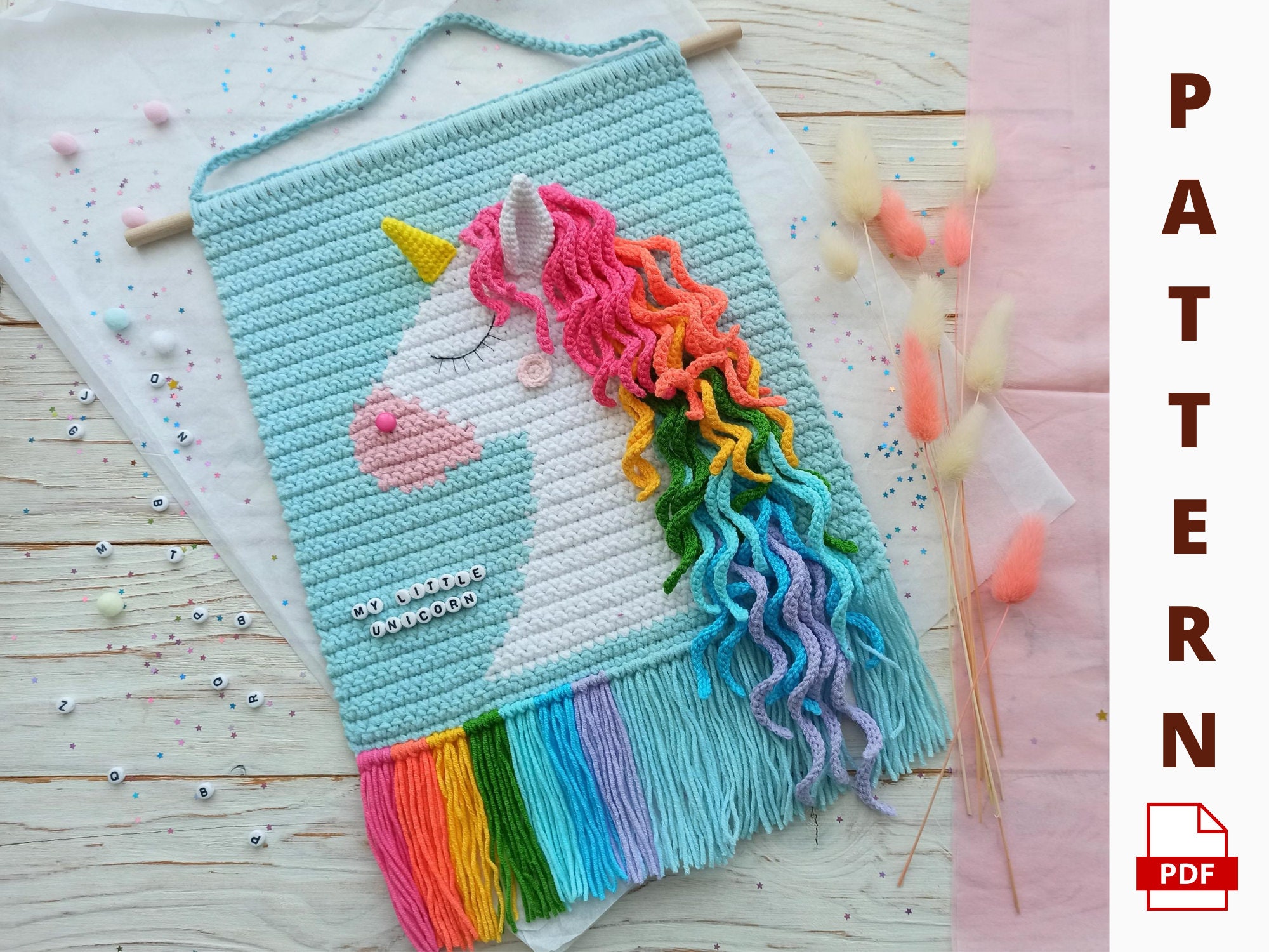 Crochet Unicorn Wall Hanging Pattern Hanging Crochet Nursery Etsy