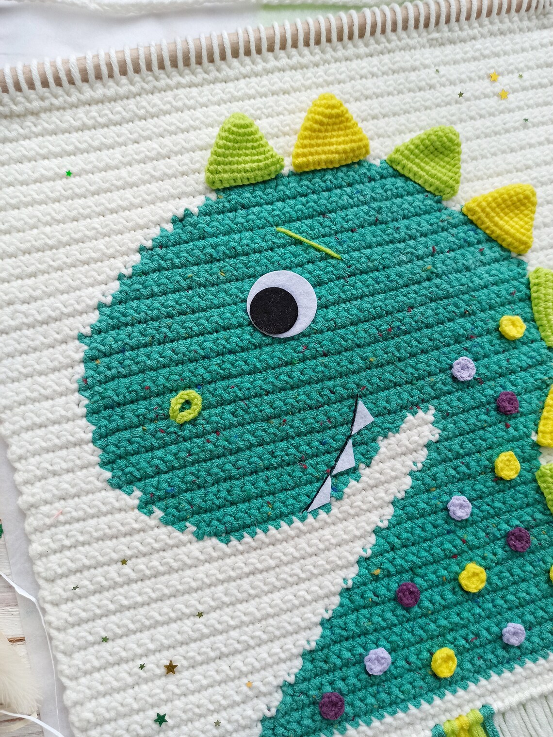 Crochet Dinosaur Wall Hanging Pattern Dinosaur Nursery Decor Etsy
