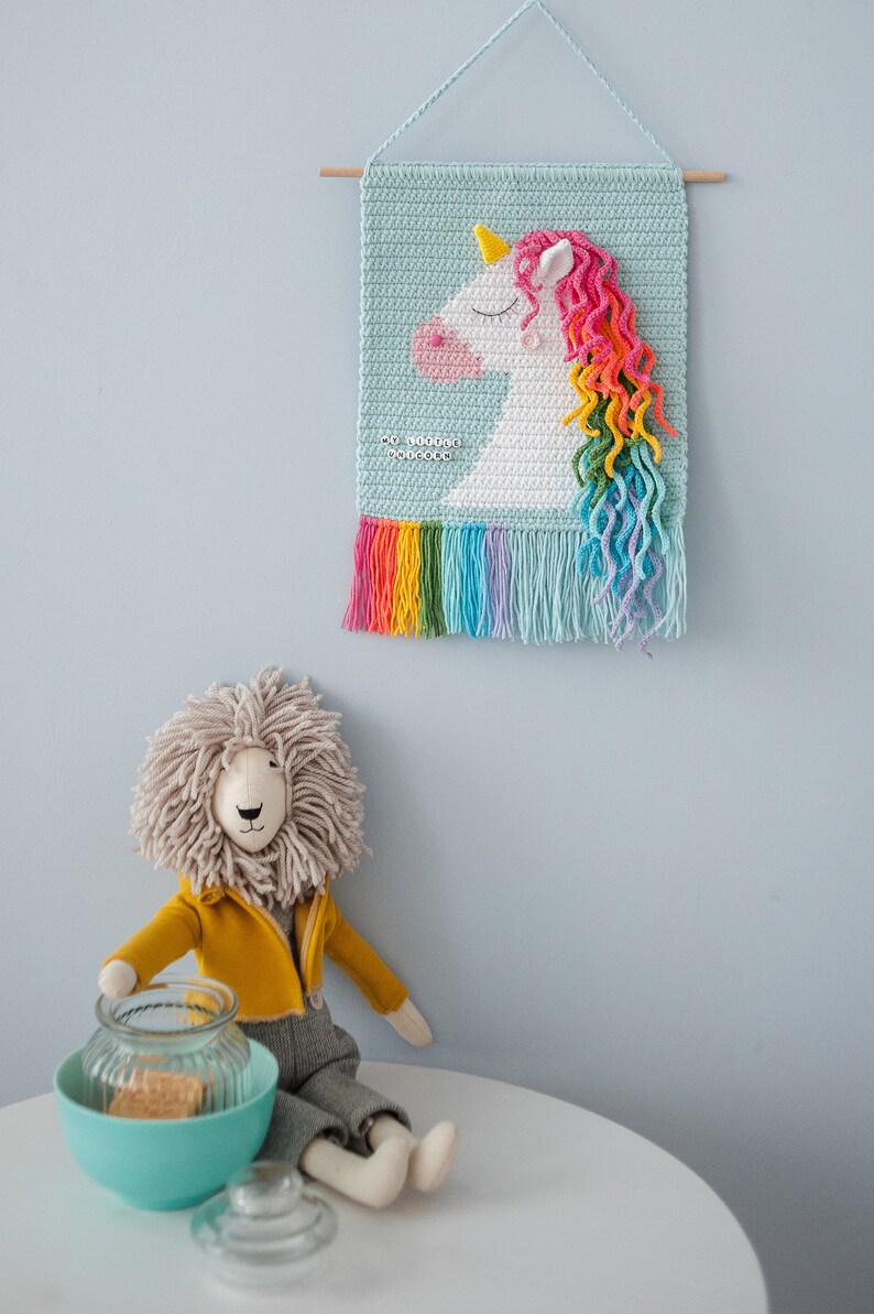 Crochet Unicorn Wall Hanging Pattern Hanging Crochet Nursery Etsy