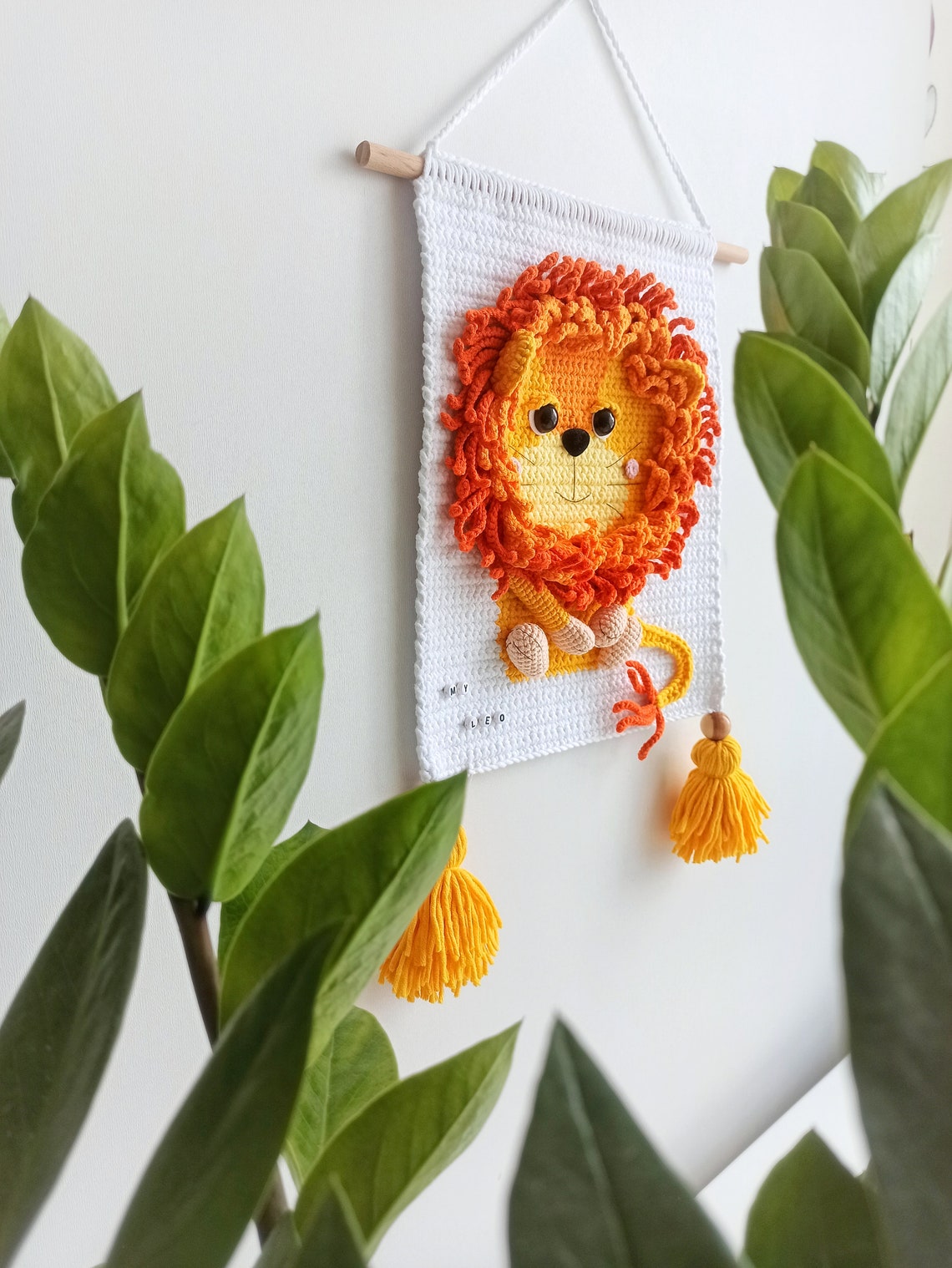 Crochet lion wall hanging pattern Leo crochet nursery decor Etsy