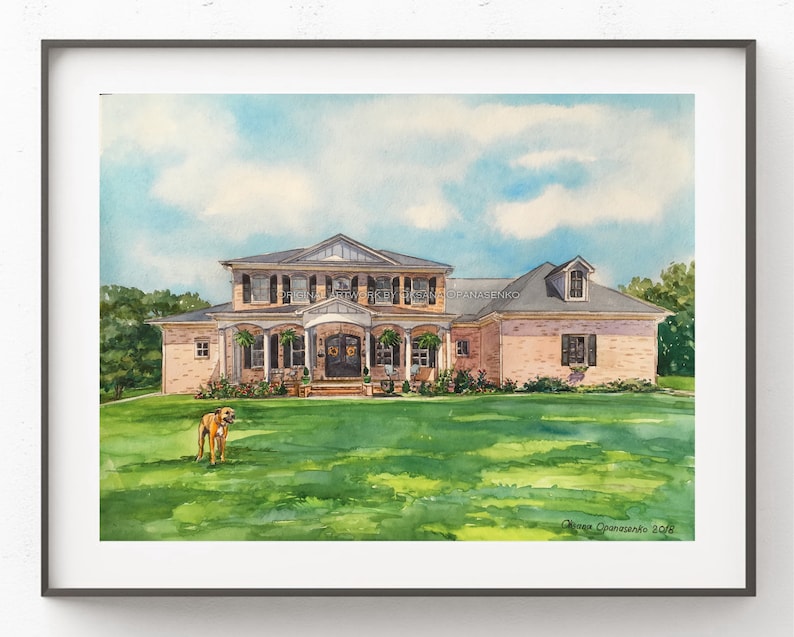 Custom portrait watercolor of your home.