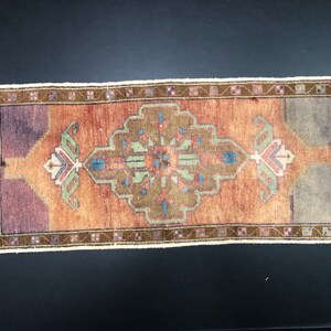 Orange Small Rug, Handmade Rug, Turkish Rug, Oushak Rug, Vintage Rug, Antique Rug, Faded Rug, Pastel Rug, Small Rug 3.1 ft x 1.4 ft, 760
