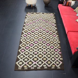 Vintage Kilim, Turkish Antique Kilim, Anatolian Kilim, Tribal Kilim, Geometric Design Kilim, Boho Decor, Vintage Decor, 8.7 x 3.9 ft, C1850
