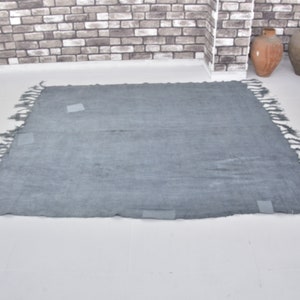 Tribal Kilim, Blauwe Turkse Kilim Rug, Biologische Hennep Rug, Traditionele Kilim, Handgemaakte Hennep Kilim, Moderne Kilim, 6,8 ft x 5,7 ft, C1683