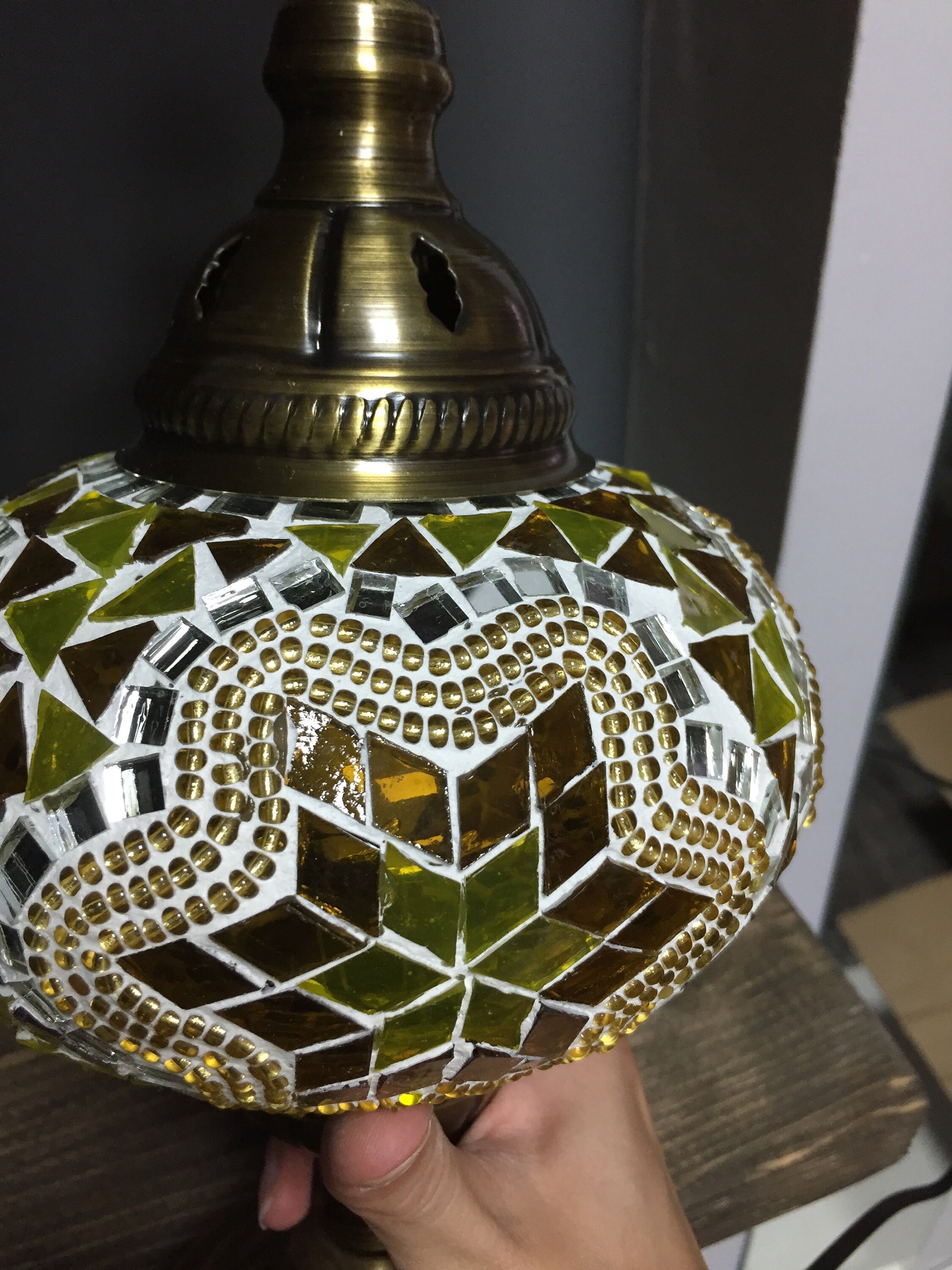 Yellow Mosaic Lamp Mosaic Bedside Lamp Turkish Handmade Etsy