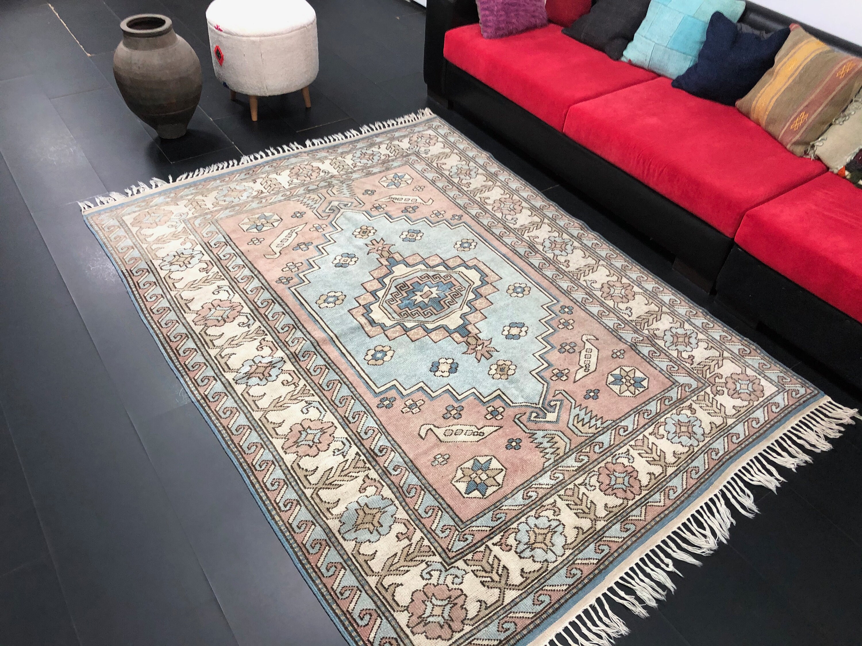 Turkish Faded Rug, Turkish Oushak Rug, Antique Rug, Vintage Rug, Handmade Rug, Wool Area Rug, Turkish Rug, Design Rug 7.6 ft x 5.8 ft, C1195