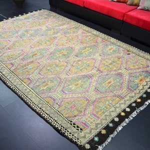 Antique Turkish Kilim, Vintage Area Kilim, Wool Handwoven Kilim, Traditional Kilim, Bohemian Decor Kilim, 9.8 ft x 6.5 ft, C1881