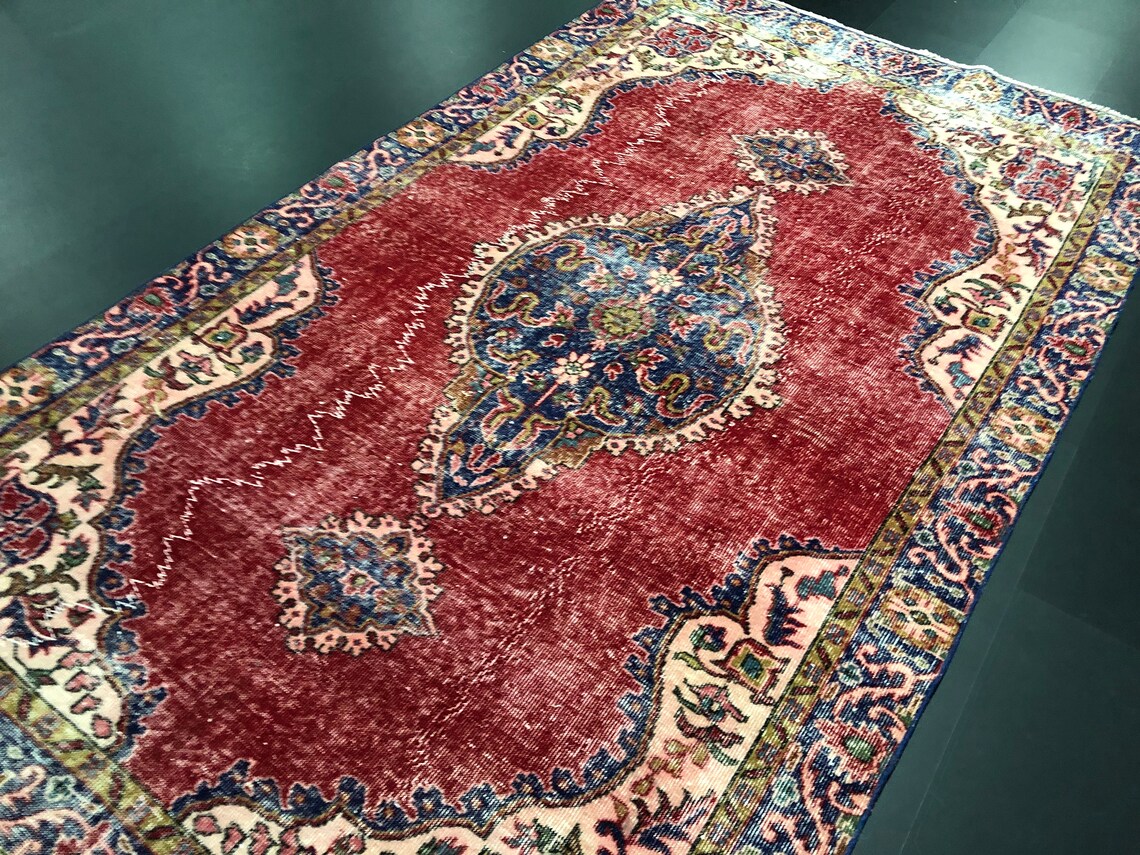 Red Vintage Rug Handmade Rug Turkish Rug Red Area Rug - Etsy