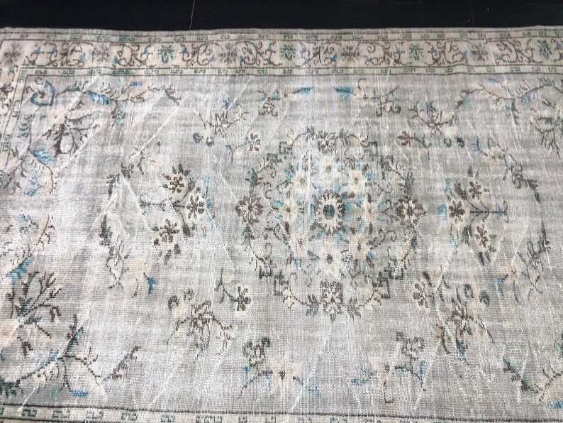 Gray Overdyed Rug Gray Vintage Rug Turkish Rug Handmade Etsy