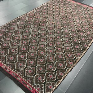 Kilim turecki, ręcznie tkany kilim turecki, kilim boho, kilim organiczny, kilim designerski, dywan anatolijski nonadyczny, 11,6 ft x 6,7 ft, SKU:C509